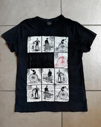 T-shirt Piazza Italia nera tg. M Antique Bicycles