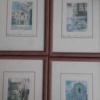 4 Litografie di Carlo Caporale "Bologna vecchia"