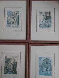 4 Litografie di Carlo Caporale "Bologna vecchia"
