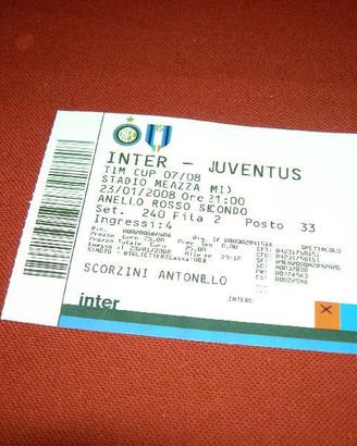 Biglietto partita 2008 Inter-Juventus 2-2 TIM CUP