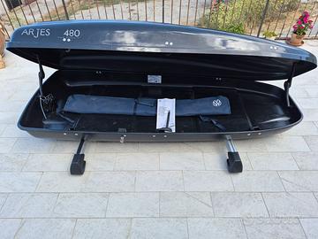 Baule per auto Arjes 480 Lt. con barre Wolkswagen