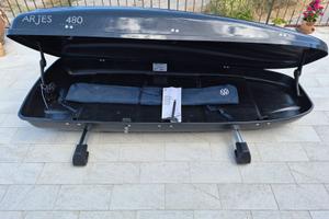 Baule per auto Arjes 480 Lt. con barre Wolkswagen