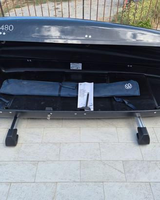 Baule per auto Arjes 480 Lt. con barre Wolkswagen
