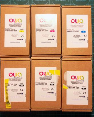 Set 6 Cartucce OWA Armor PFI-107 130ml Canon iPF67