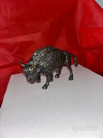 Miniatura statuina argento BISONTE fatta a mano
