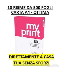 Carta A4 da 80G PROMO 10 Risme da 500 Fogli