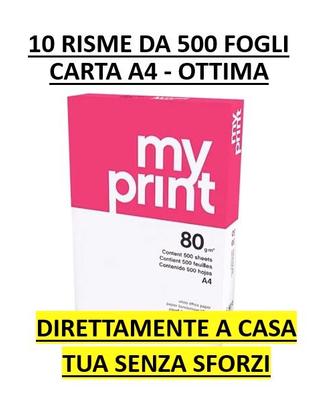 Carta A4 da 80G PROMO 10 Risme da 500 Fogli
