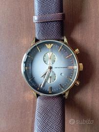 Emporio Armani AR-1755 cronografo uomo pelle marro