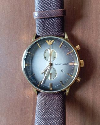 Emporio Armani AR-1755 cronografo uomo pelle marro