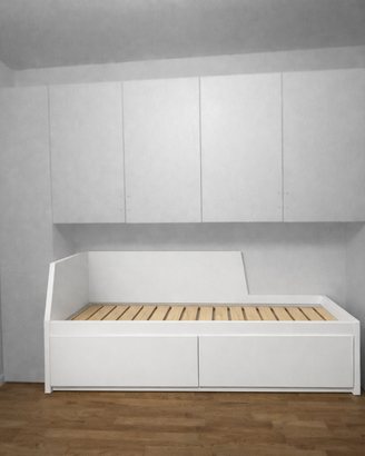 FLEKKE struttura letto/divano 2 cassetti bianco