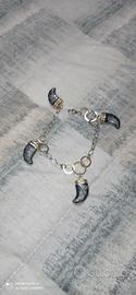 Bracciale in argento bicolore e corni smaltati