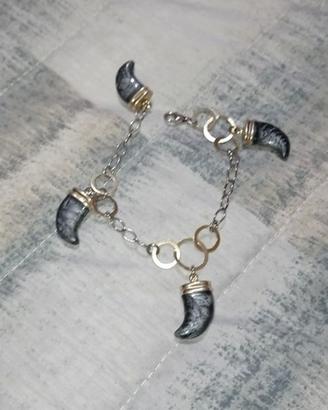 Bracciale in argento bicolore e corni smaltati