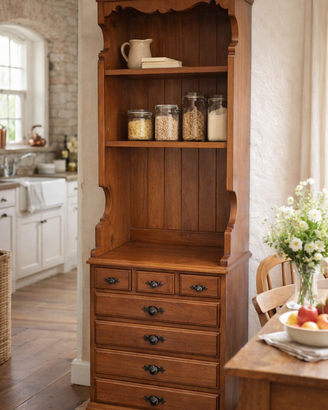 Credenza / Piattaia in legno con alzata