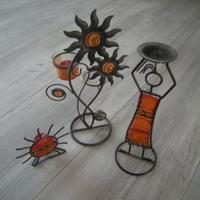 4 porta candele nero/arancione