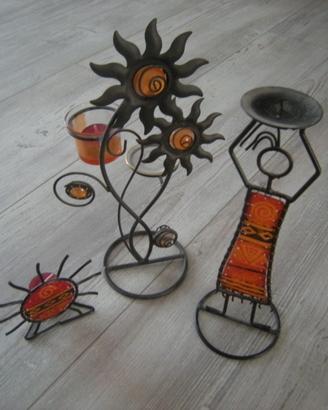 4 porta candele nero/arancione