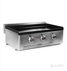 barbecue a gas con piastra smaltata e copertura