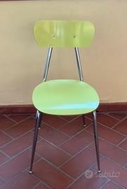 Set 6 Sedie Vintage in Formica Verde e Metallo