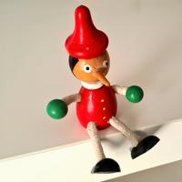 Statuetta in legno vintage di Pinocchio
