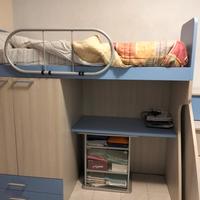 letto a ponte con scrivania e armadio 