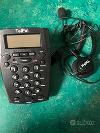 Telefono call center con cuffie e viva  vice