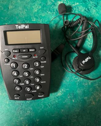 Telefono call center con cuffie e viva  vice
