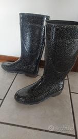 stivali pioggia donna neri con glitter 