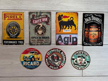 Targhe vintage Bar Pirelli Agip Jack Daniel’s