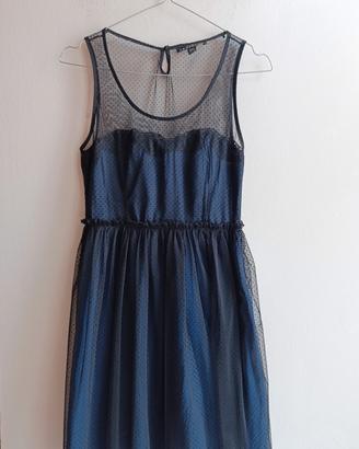 Zara trafaluc abito corto tg S blu e nero tulle