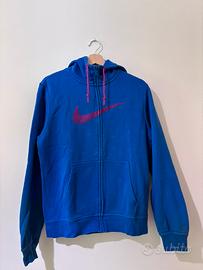 Felpa Nike Club Swoosh Blu con Logo Rosa taglia S