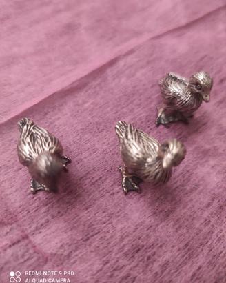3 pulcini in argento 800