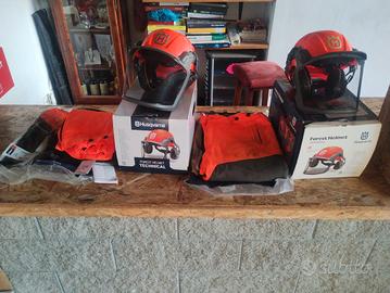 n 2 casco da motosega e 2 pantaloni anti taglio pe