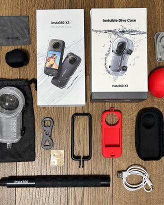 Insta360 X3 + Dive Case + accessori