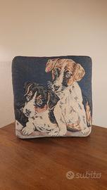 Poggia piedi tessuto jacquard con cani  