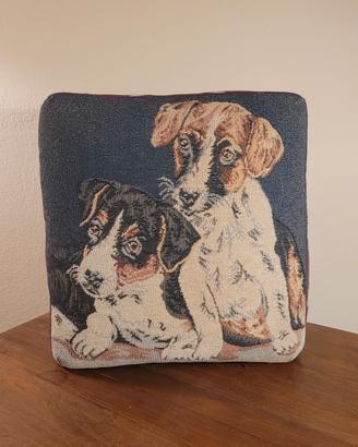 Poggia piedi tessuto jacquard con cani  