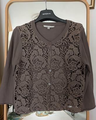 cardigan elegante  marrone fango ANIS 