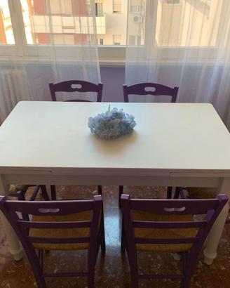 Tavolo allungabile legno laccato bianco