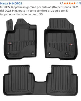 SET TAPPETINI IN GOMMA PER HONDA ZR-V