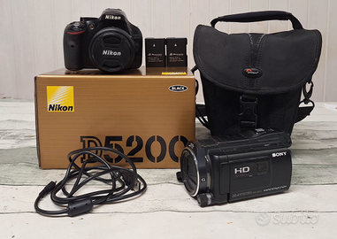 Fotocamera Reflex Nikon D5200 + Videocamera Sony