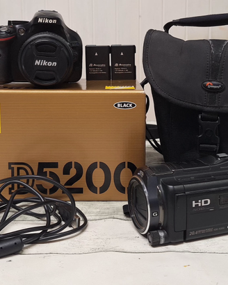 Fotocamera Reflex Nikon D5200 + Videocamera Sony