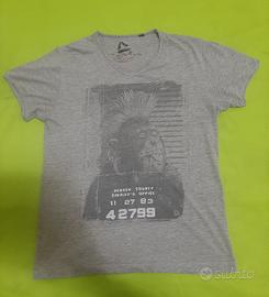 T-shirt CLOSE-UP grigia con stampa punk