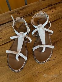 Sandali donna bianchi vera pelle n. 38