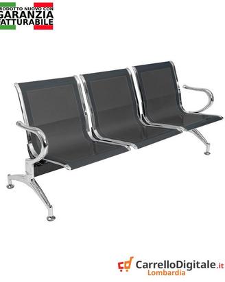 Sedie da attesa in acciaio colore nero 3 posti