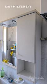 Mobile Specchiera da Bagno con Luce e Contenitore 