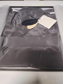 vestaglia tg 50, pura seta grigia 