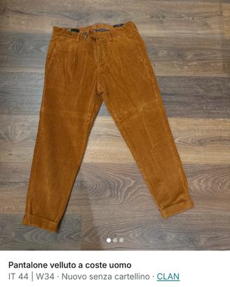 Pantalone velluto a coste uomo