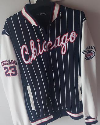 Giacca varsity "Chicago" nera e bianca