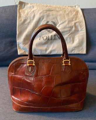 Borsa in pelle Pollini effetto coccodrillo