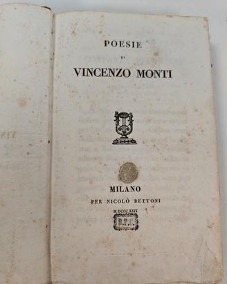 Poesie di Vincenzo Monti 1829 Nicolò Bettoni