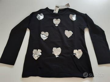 t-shirt manica lunga Benetton nera 7-8 anni -h.130