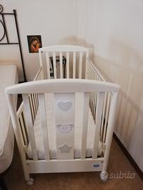 Culla Pali, legno massello, con materasso